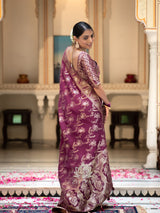 Plum Wine Banarasi Uppada Silk Saree