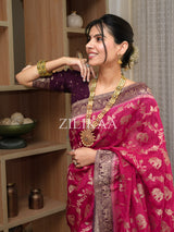 Queen Pink Munga Silk Saree