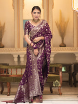 Plum Wine Banarasi Uppada Silk Saree