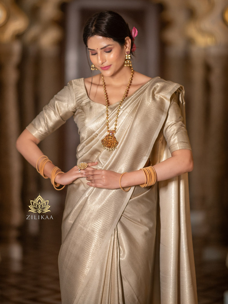 Ivory color wedding saree 2025