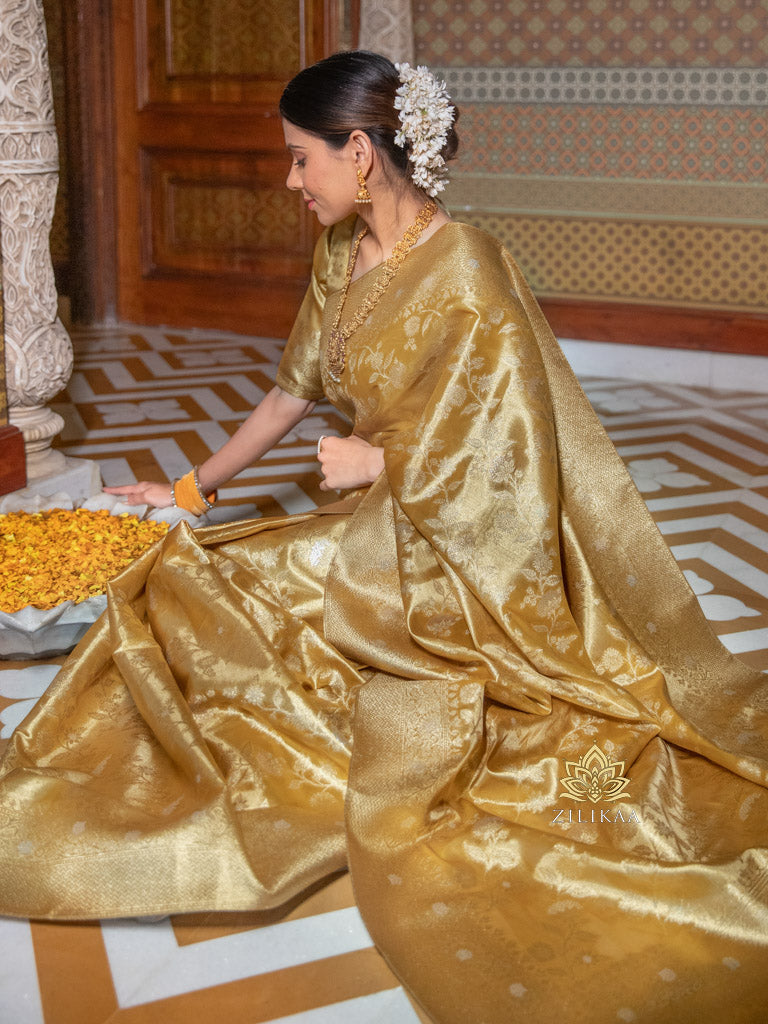 Vintage Gold Kanchipuram Tissue Silk Saree