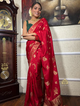 Scarlet Red Banarasi Uppada Silk Saree
