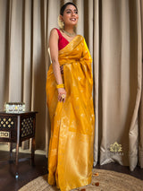 Mustard Yellow Banarasi Uppada Silk Saree