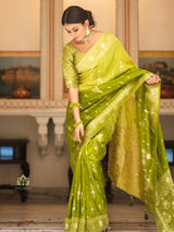 Hand-Dyed Double Shade Banarasi Uppada Silk saree