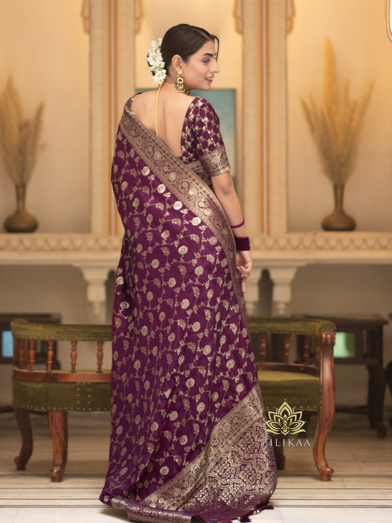 Plum Wine Banarasi Uppada Silk Saree