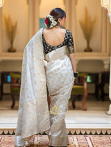 Pearl White Banarasi Uppada Silk Saree
