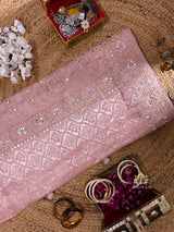Pastel Pink Special Zardozi Gota Handwork Banarasi Silk Saree