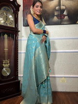 French Green Banarasi Uppada Silk Saree