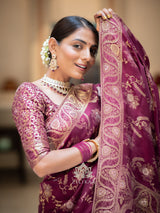 Plum Wine Banarasi Uppada Silk Saree