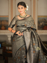 Midnight Black Kanchipuram Silk Saree