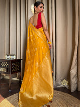 Mustard Yellow Banarasi Uppada Silk Saree