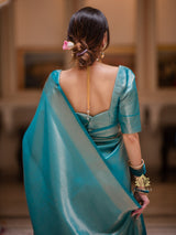 Tiffany Blue Kanchipuram Silk Saree