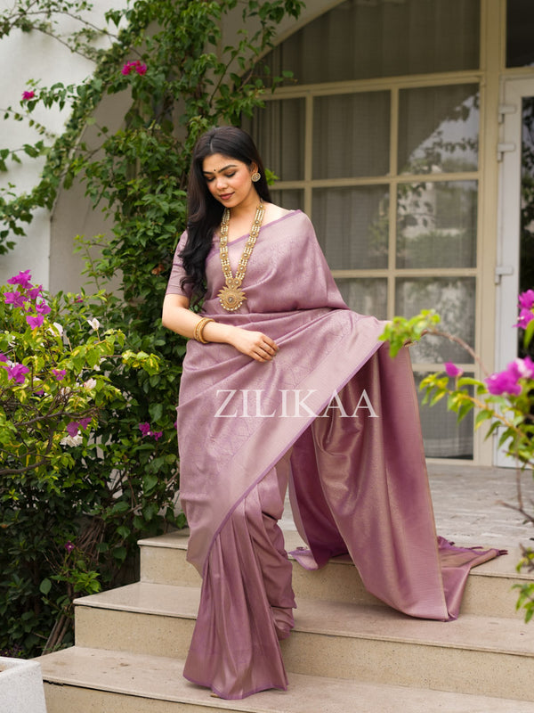 Lilac Purple Kanjeevaram Silk Saree