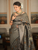Midnight Black Kanchipuram Silk Saree