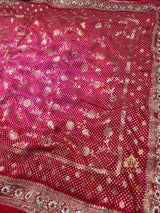 Red Special Zardozi Handwork Bandhani Print Designer Silk Saree