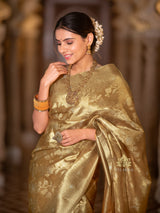 Vintage Gold Kanchipuram Tissue Silk Saree
