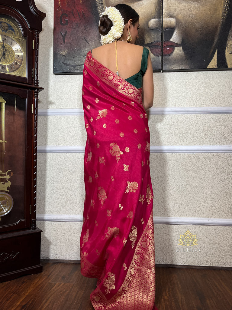 Queen Pink Banarasi Uppada Silk Saree