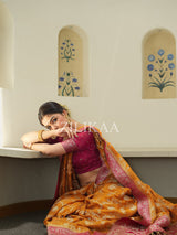 Rust Orange Munga Silk Saree