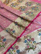 Hot Pink Meenakari Banarasi Katan Silk Saree