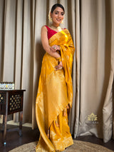 Mustard Yellow Banarasi Uppada Silk Saree