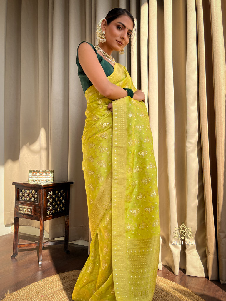 Baby Mehendi Banarasi Uppada Silk Saree