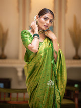 Parrot Green Kanjeevaram Silk Saree