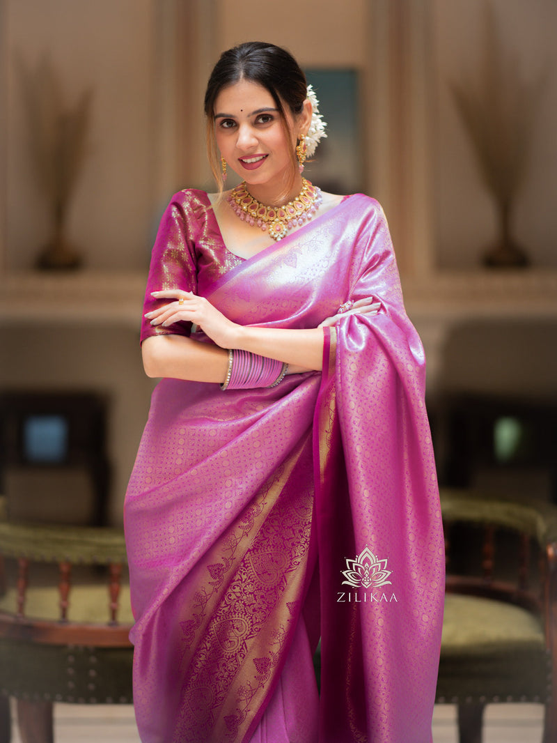 Fuchsia Purple Kanjeevaram Silk Saree
