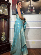 French Green Banarasi Uppada Silk Saree