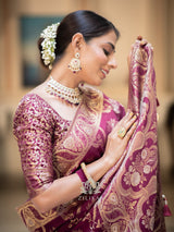 Plum Wine Banarasi Uppada Silk Saree