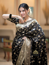 Midnight Black Banarasi Uppada Silk Saree