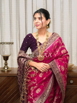 Queen Pink Munga Silk Saree
