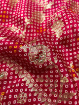 Red Special Zardozi Handwork Bandhani Print Designer Silk Saree