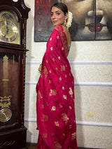Queen Pink Banarasi Uppada Silk Saree