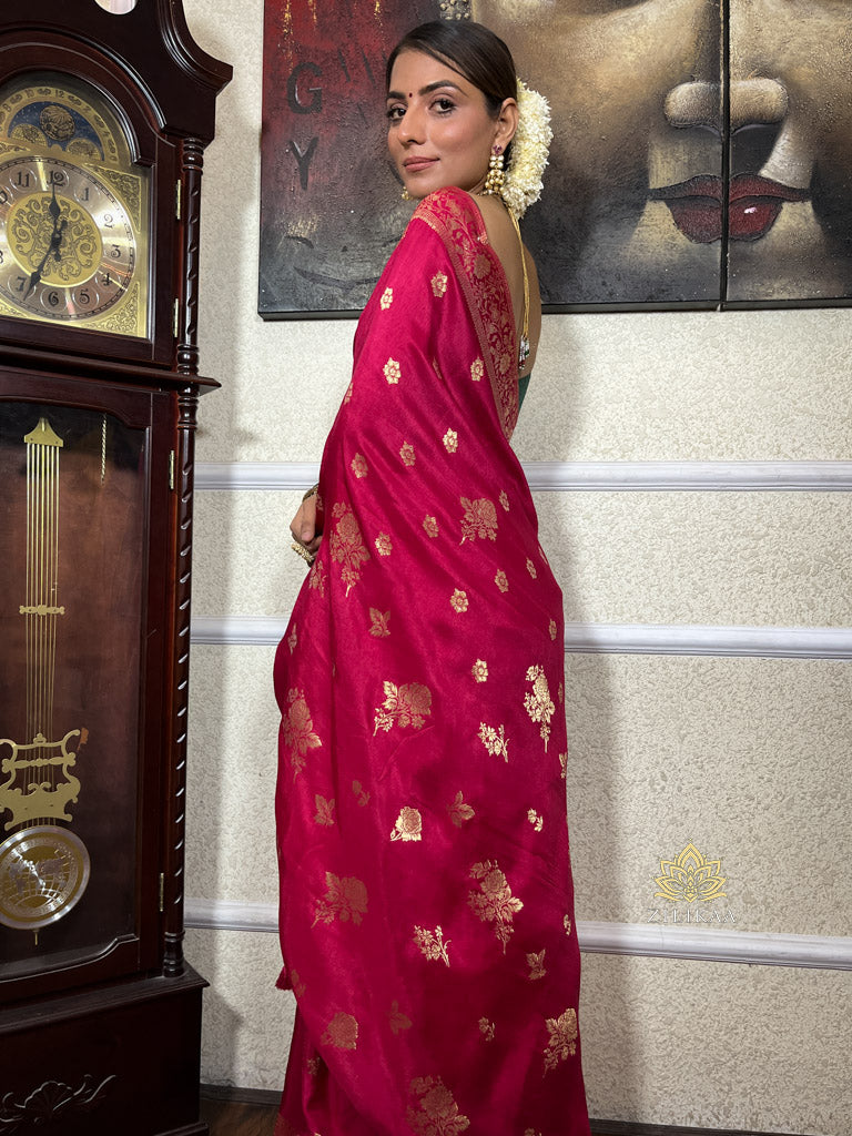 Queen Pink Banarasi Uppada Silk Saree