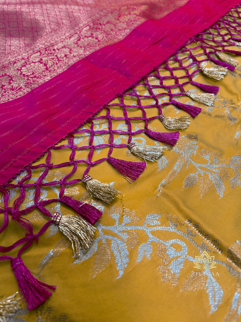 Daffodil Yellow Banarasi Katan Silk Saree