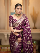 Plum Wine Banarasi Uppada Silk Saree