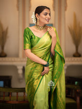 Parrot Green Kanjeevaram Silk Saree