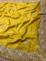 Mustard Golden Soft Tissue Silk Saree with Zardozi Handwork