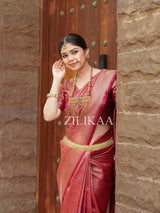 Maroon Red Kanjeevaram Silk Saree