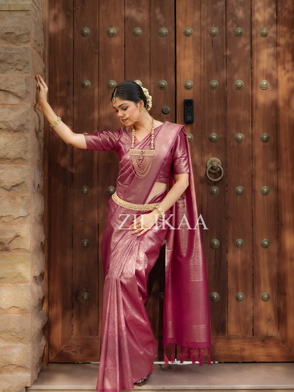 Sangria Wine Kanjeevaram Silk Saree