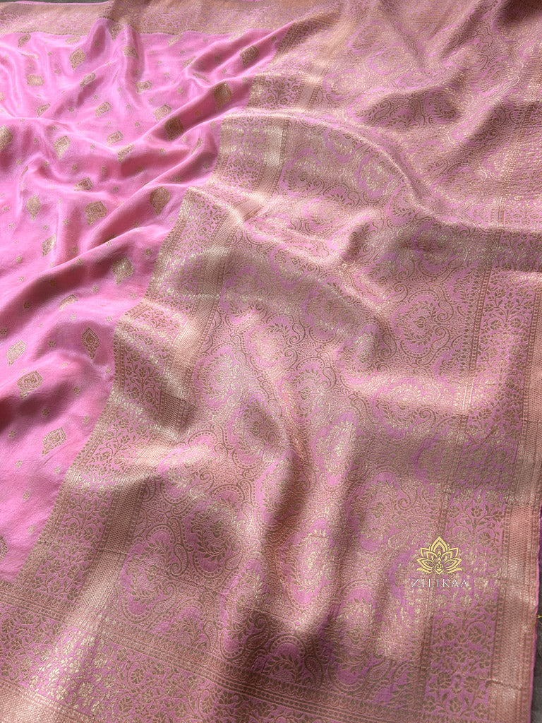 Baby Pink Banarasi Uppada Silk Saree