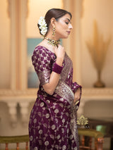 Plum Wine Banarasi Uppada Silk Saree