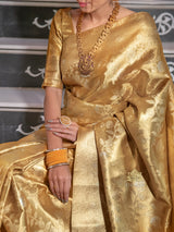 Vintage Gold Kanchipuram Tissue Silk Saree