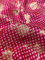 Red Special Zardozi Handwork Bandhani Print Designer Silk Saree