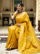 Mustard Yellow Banarasi Uppada Silk Saree