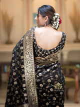 Midnight Black Banarasi Uppada Silk Saree
