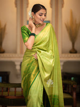 Parrot Green Kanjeevaram Silk Saree