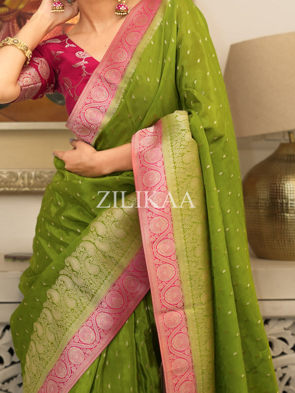 Baby Mehendi Munga Silk Saree