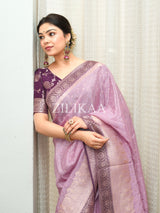 Lilac Purple Munga Silk Saree