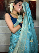 French Green Banarasi Uppada Silk Saree